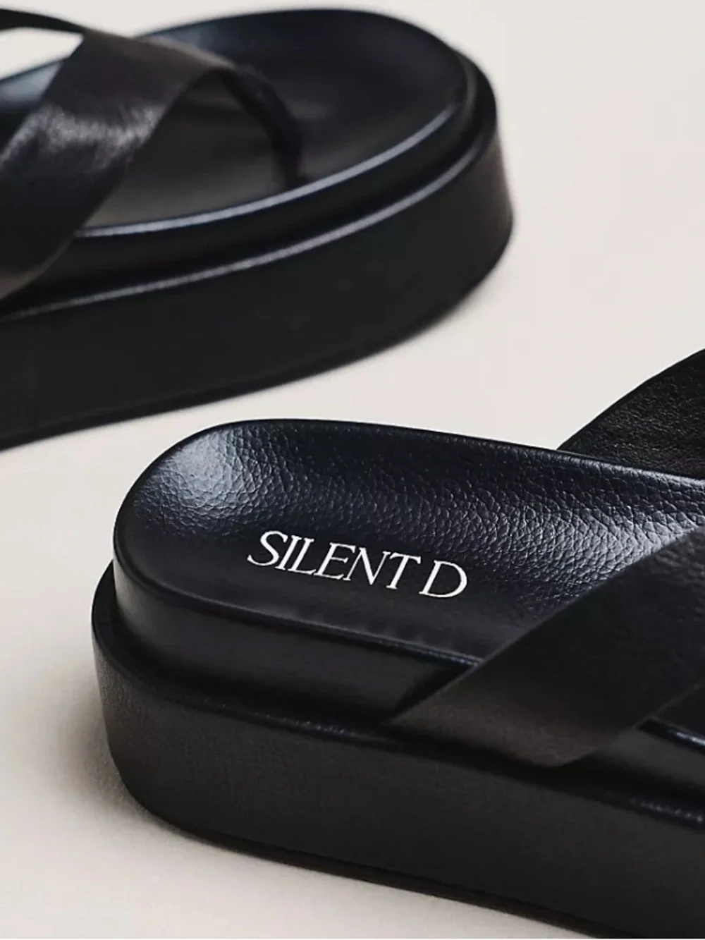 Silent D. Black Platform Thong Sandals — Elevated Slip-On Style